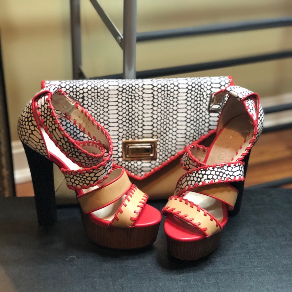 Aldo Platform Sandal with matching clutch